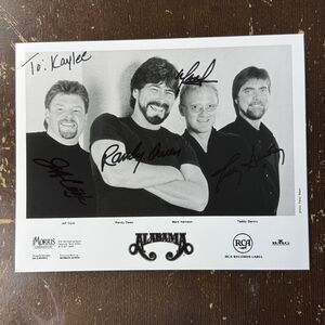 Alabama Signed 8x10 4 Autographs Randy Owen Jeff Cook Mark Herndon Teddy Gentry